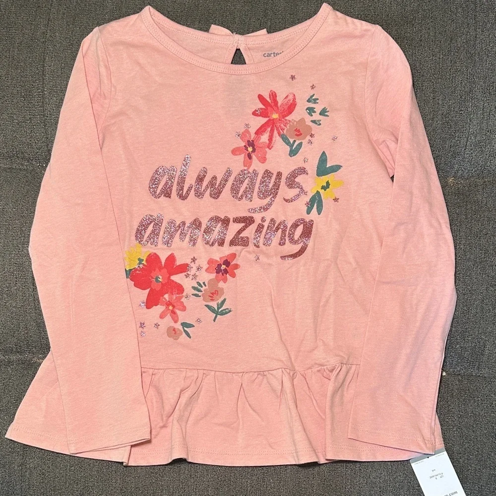 Carter's Floral Graphic Pink Long Sleeve Tee